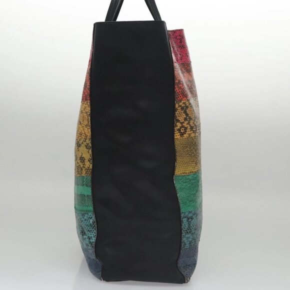 CELINE Tote Bag Leather Black Multicolor Auth 92694 - Picture 5 of 16